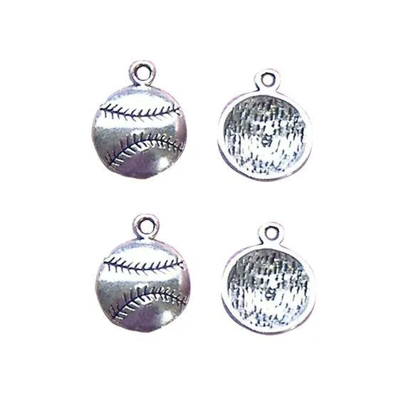 10 Pcs Tibetan Silver Ball Tennis Cricket Baseball Dog Toy 18X15mm Charms Pendants