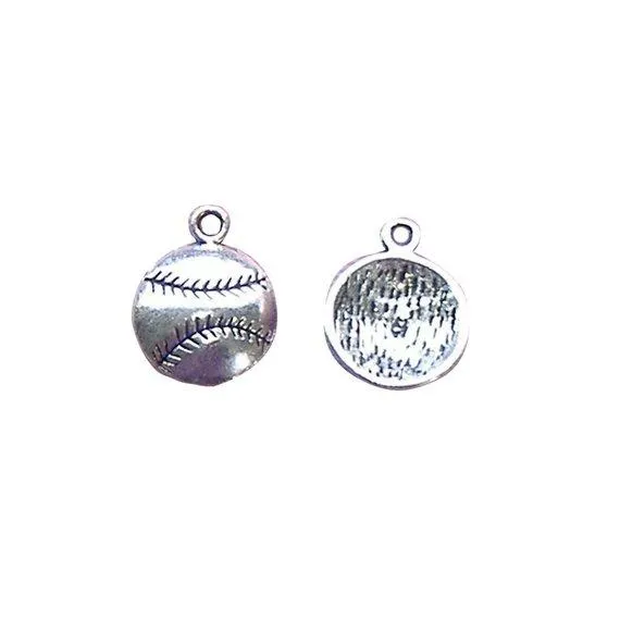 10 Pcs Tibetan Silver Ball Tennis Cricket Baseball Dog Toy 18X15mm Charms Pendants