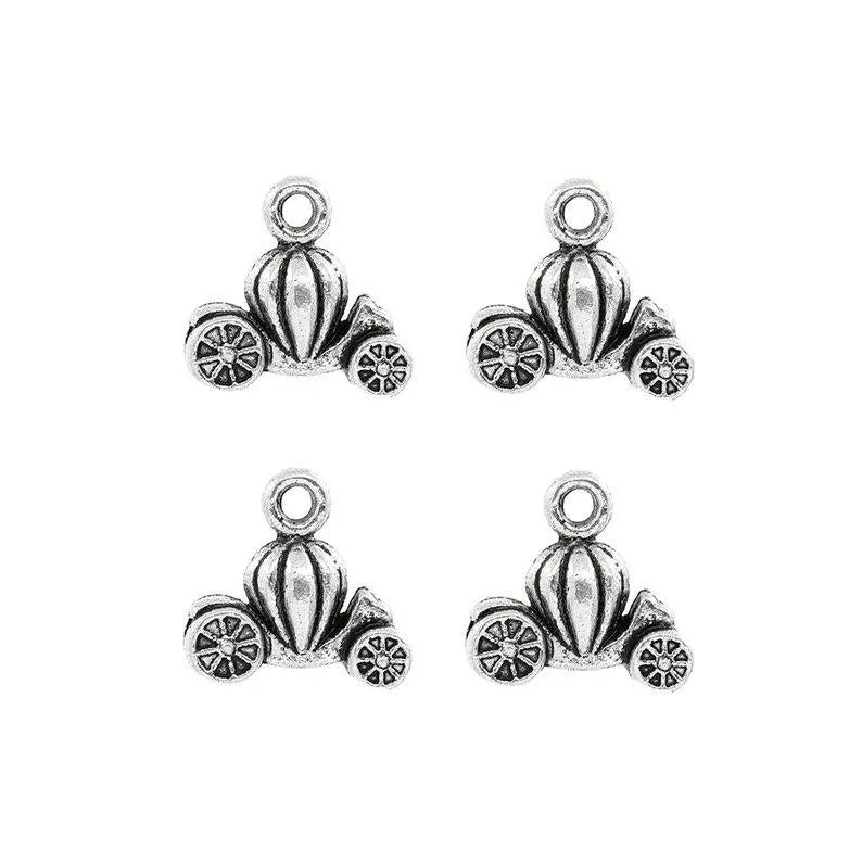 10 Pcs Tibetan Silver Cinderella Pumpkin Fairytale Coach Carriage 13X14mm 3D Charms Pendants