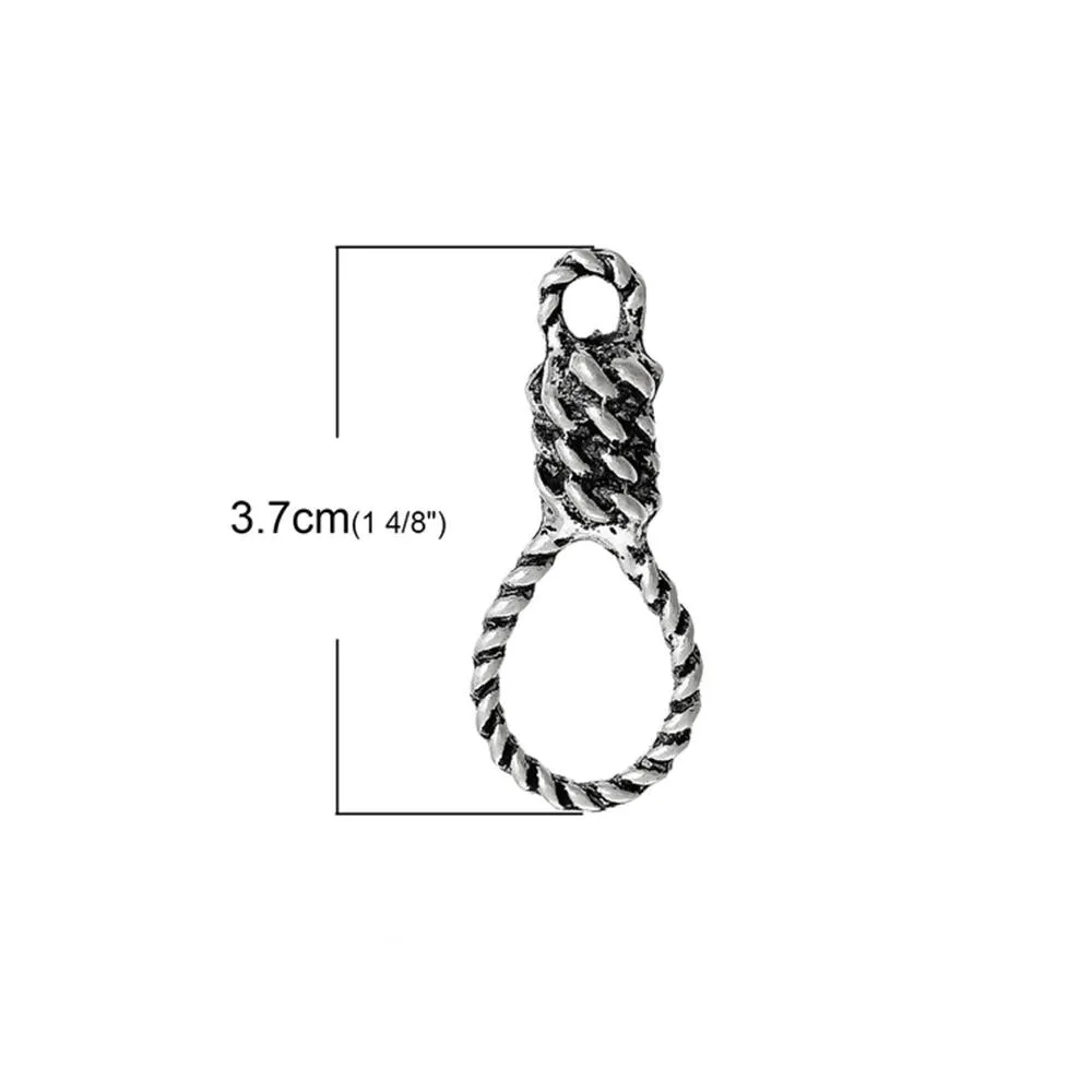 10 Pcs Tibetan Silver HANGMAN'S LOOP 37mm Charms Pendants, Lead & Nickel Free Metal Charms Pendants Beads