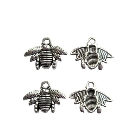 10 Pcs Tibetan Silver Honey Bee Bees Insect 17X22mm Charms Pendants