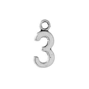 10 Pcs Tibetan Silver NUMBER THREE 15mm x 7mm Charms Pendants, Lead & Nickel Free Metal Charms Pendants Beads