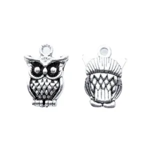 10 Pcs Tibetan Silver Owl Bird 18X11mm 3D Charms Pendants