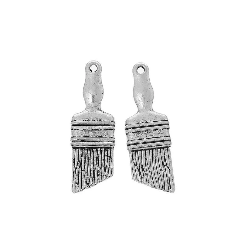 10 Pcs Tibetan Silver Paint Brush Tool 27mm x 9mm 3D Charms Pendants