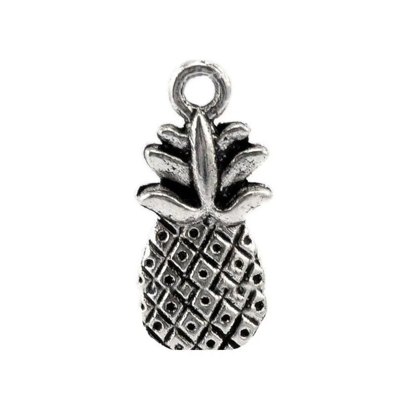 10 Pcs Tibetan Silver Pineapple Fruit Food 20X9mm 3D Charms Pendants