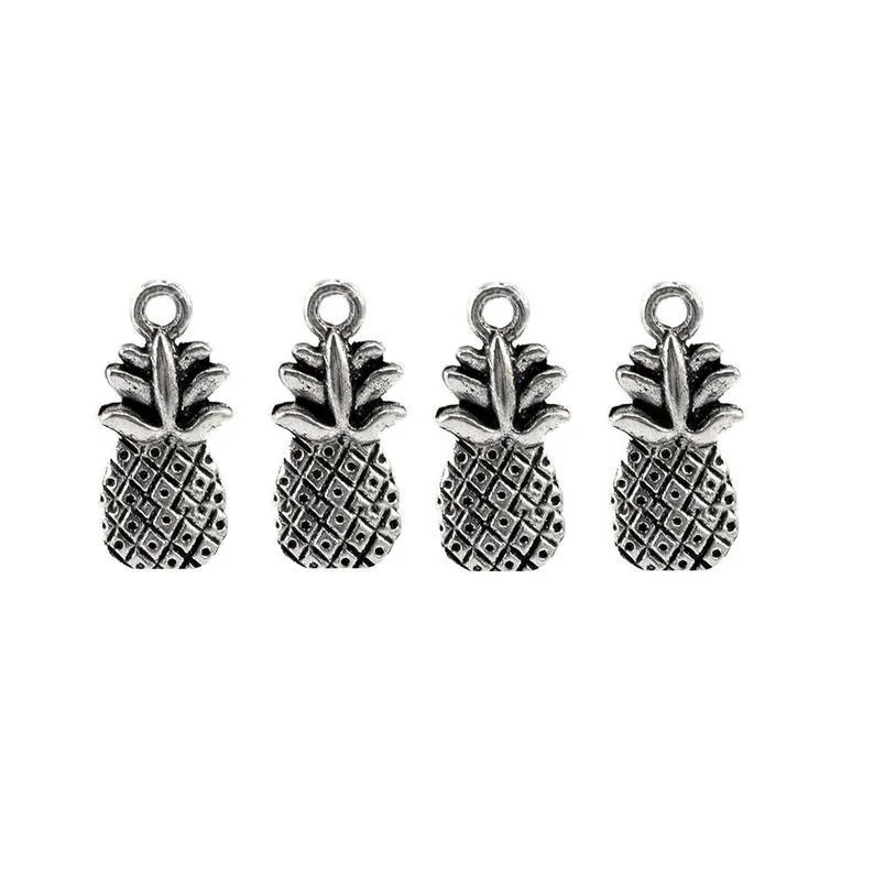 10 Pcs Tibetan Silver Pineapple Fruit Food 20X9mm 3D Charms Pendants