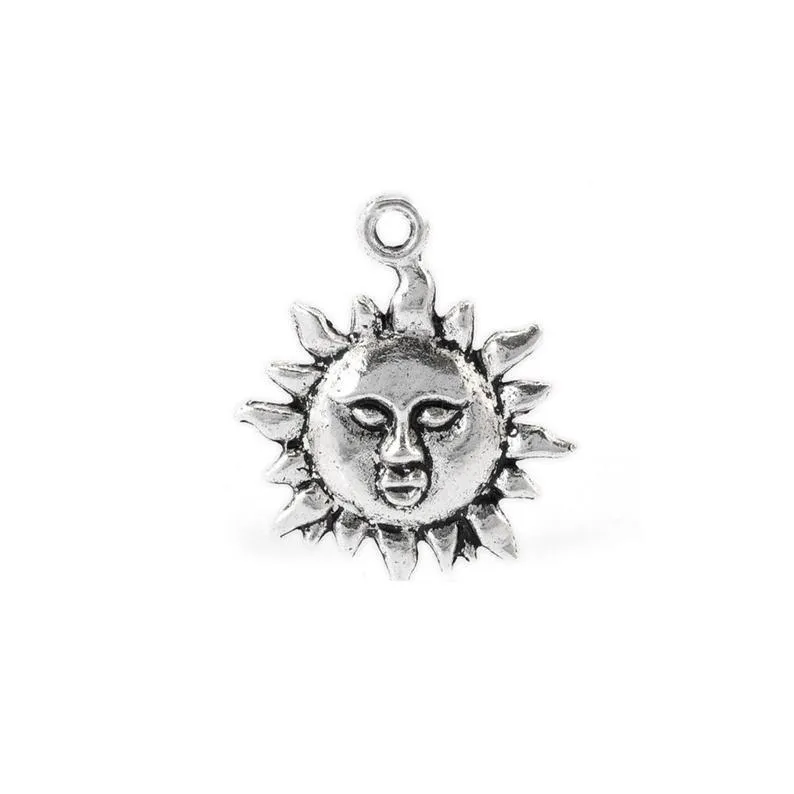 10 Pcs Tibetan Silver Sun Pagan Holiday 22mm x 19mm Charms Pendants