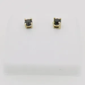 1.00cttw Real Black Diamond Earrings Studs 10K Yellow Gold