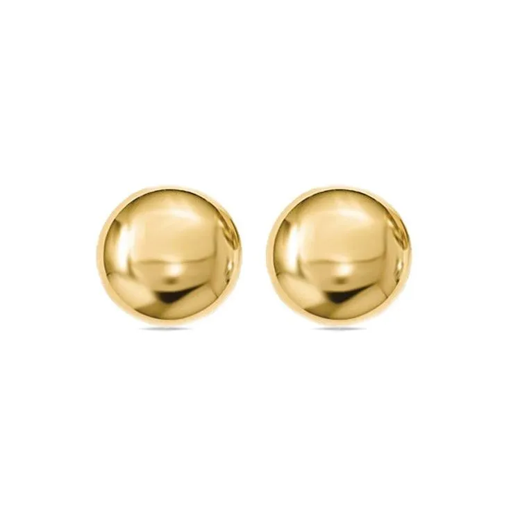 10K Yellow Gold High Polish Button Stud Earrings