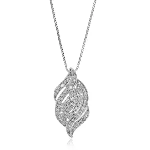 1/12 cttw Lab Grown Diamond Fashion Pendant Necklace .925 Sterling Silver 2/5 Inch with 18 Inch Chain, Size 3/4 Inch