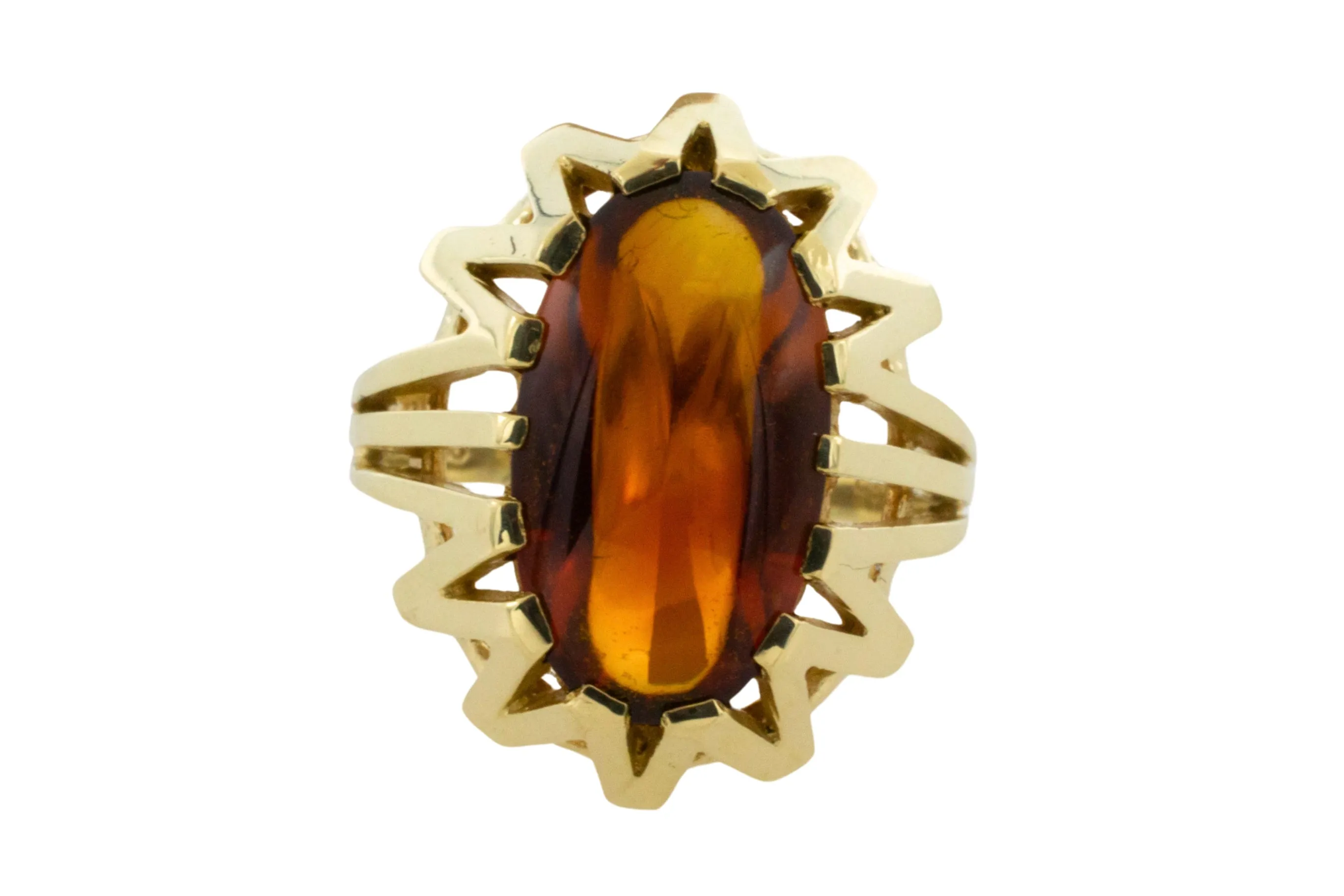 14 carat gold ring with madeira citrine