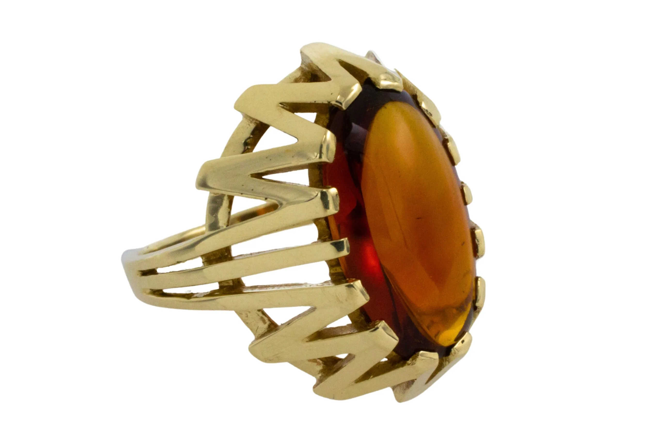 14 carat gold ring with madeira citrine