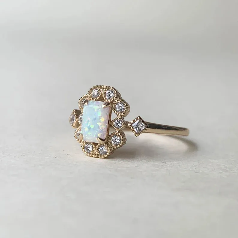 14k Gold Vermeil  Opal  Vintage Engagement Rings