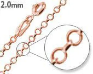 14K Rose Gold Plated Sterling Silver Rollo Chain 2.0MM