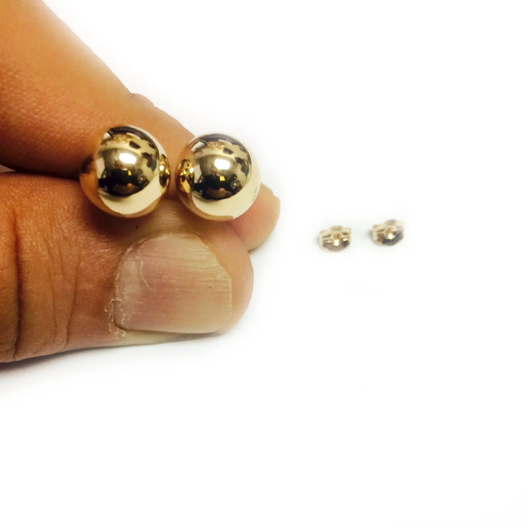 14K Yellow Gold Ball Stud Earrings