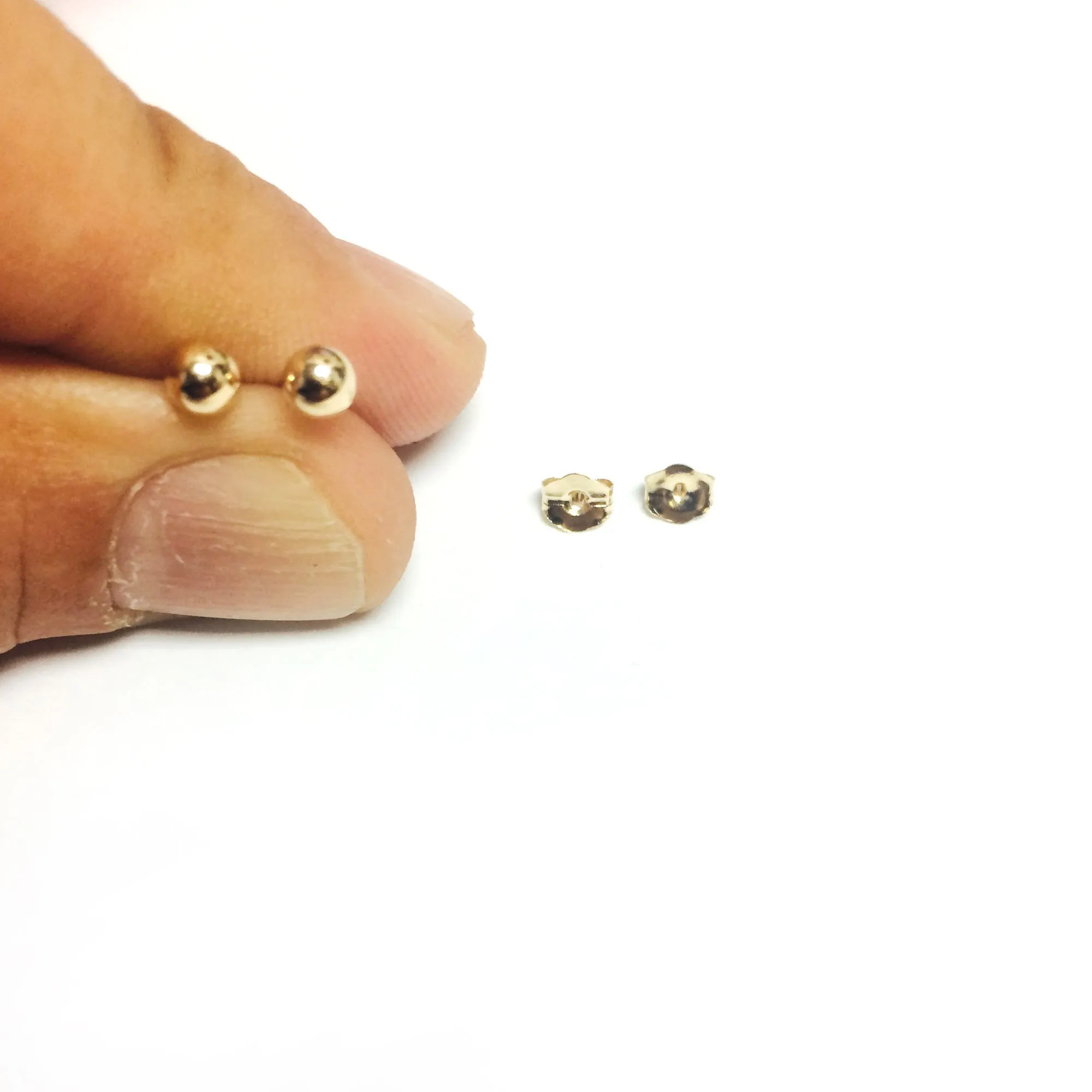 14K Yellow Gold Ball Stud Earrings