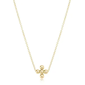 16" Classic Beaded Signature Cross Necklace - 3mm