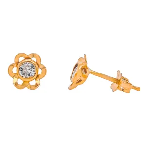 18ct Yellow Gold Cubic Zirconia Flower Design Stud Earrings