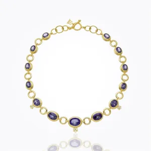 18K Classic Necklace in faceted tanzanite and diamond