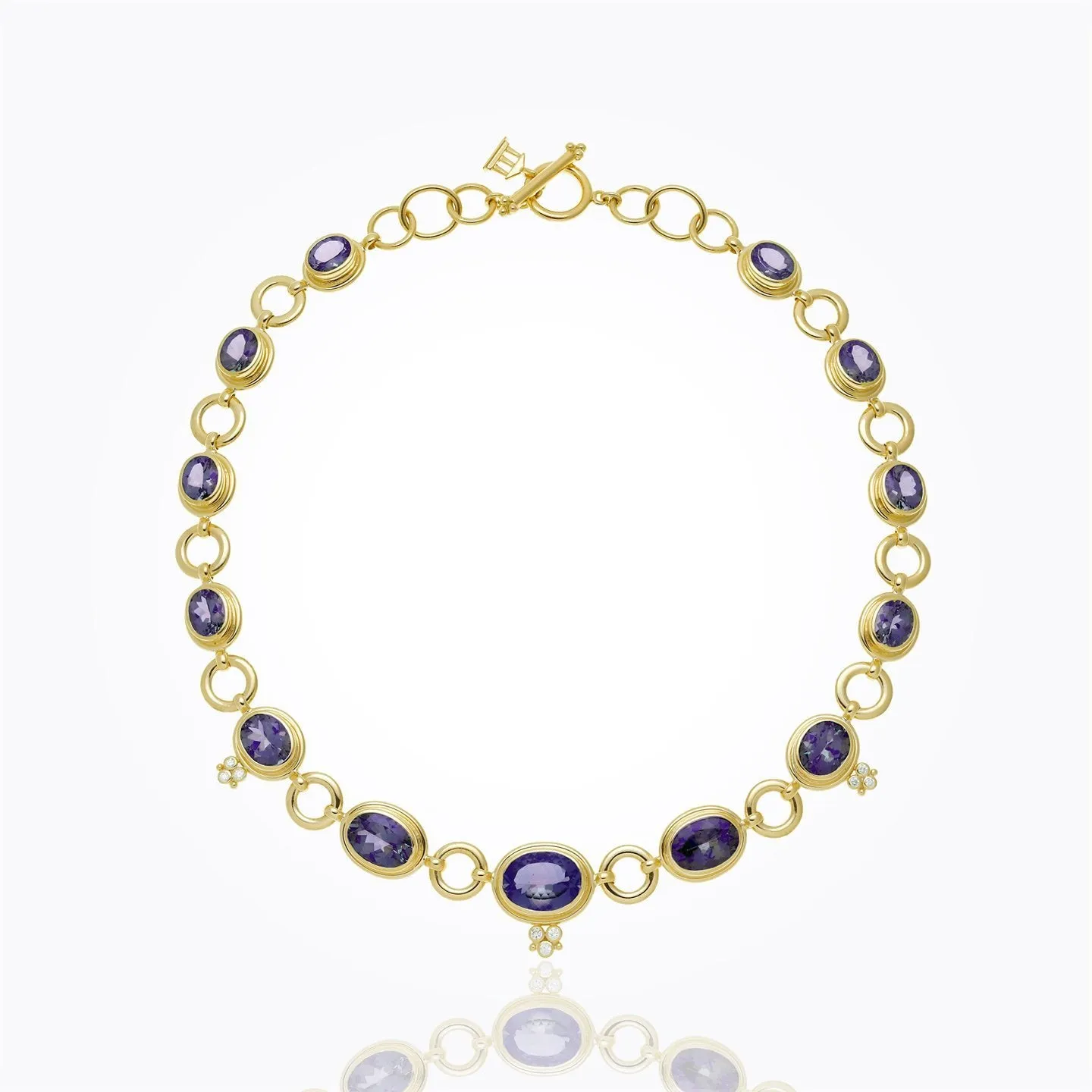 18K Classic Necklace in faceted tanzanite and diamond