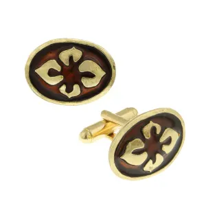 1928 Jewelry Enamel Flower Cufflinks