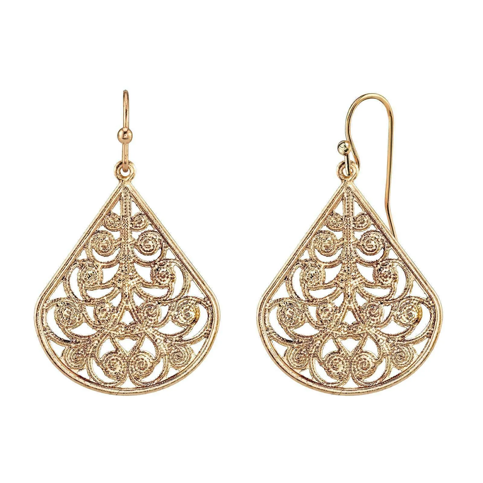 1928 Jewelry Filigree Teardrop Earrings