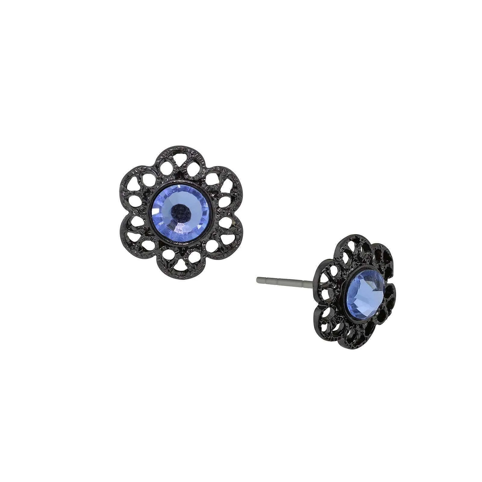 1928 Jewelry Light Sapphire Blue Flower Stud Earrings