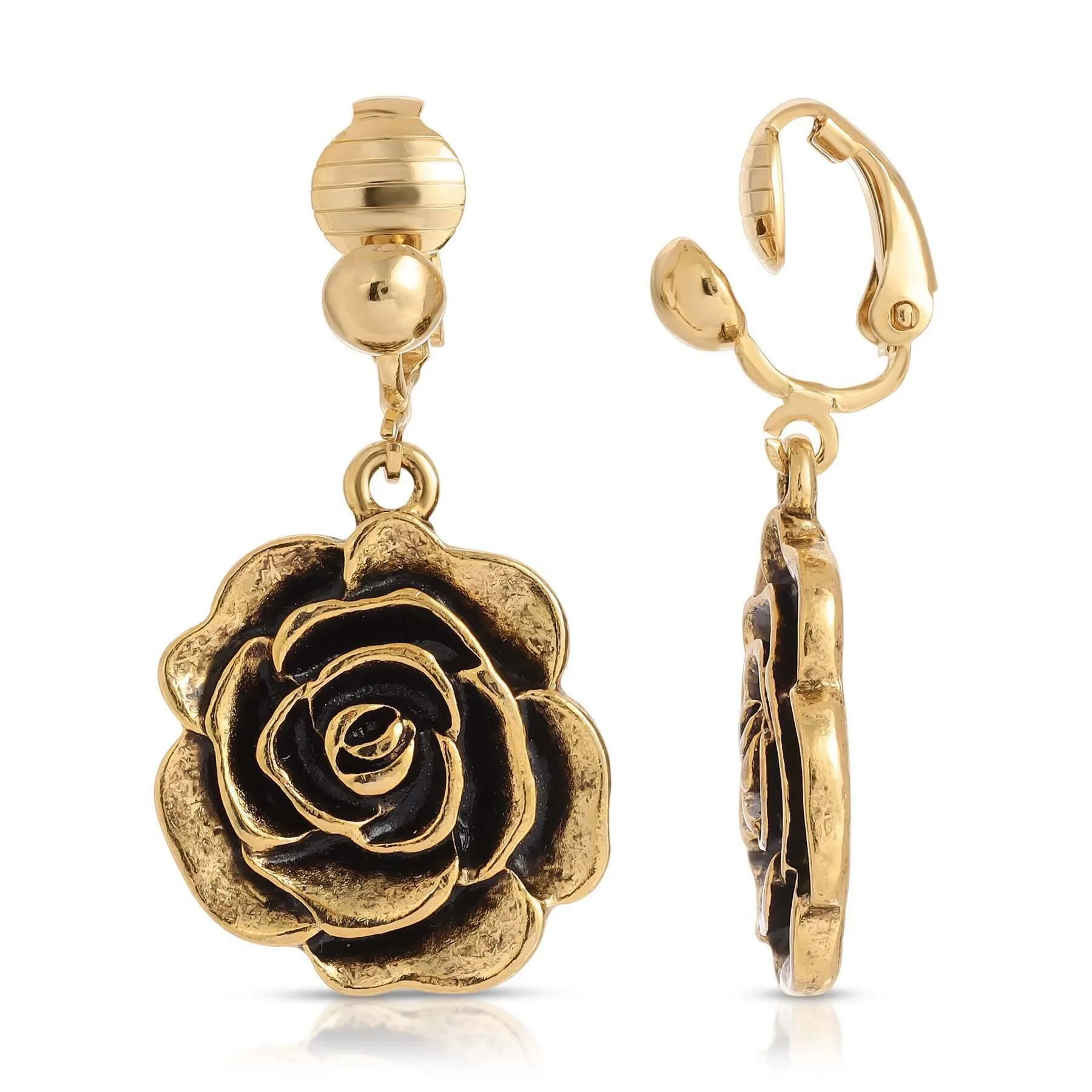 1928 Jewelry Rose Clip On Earrings