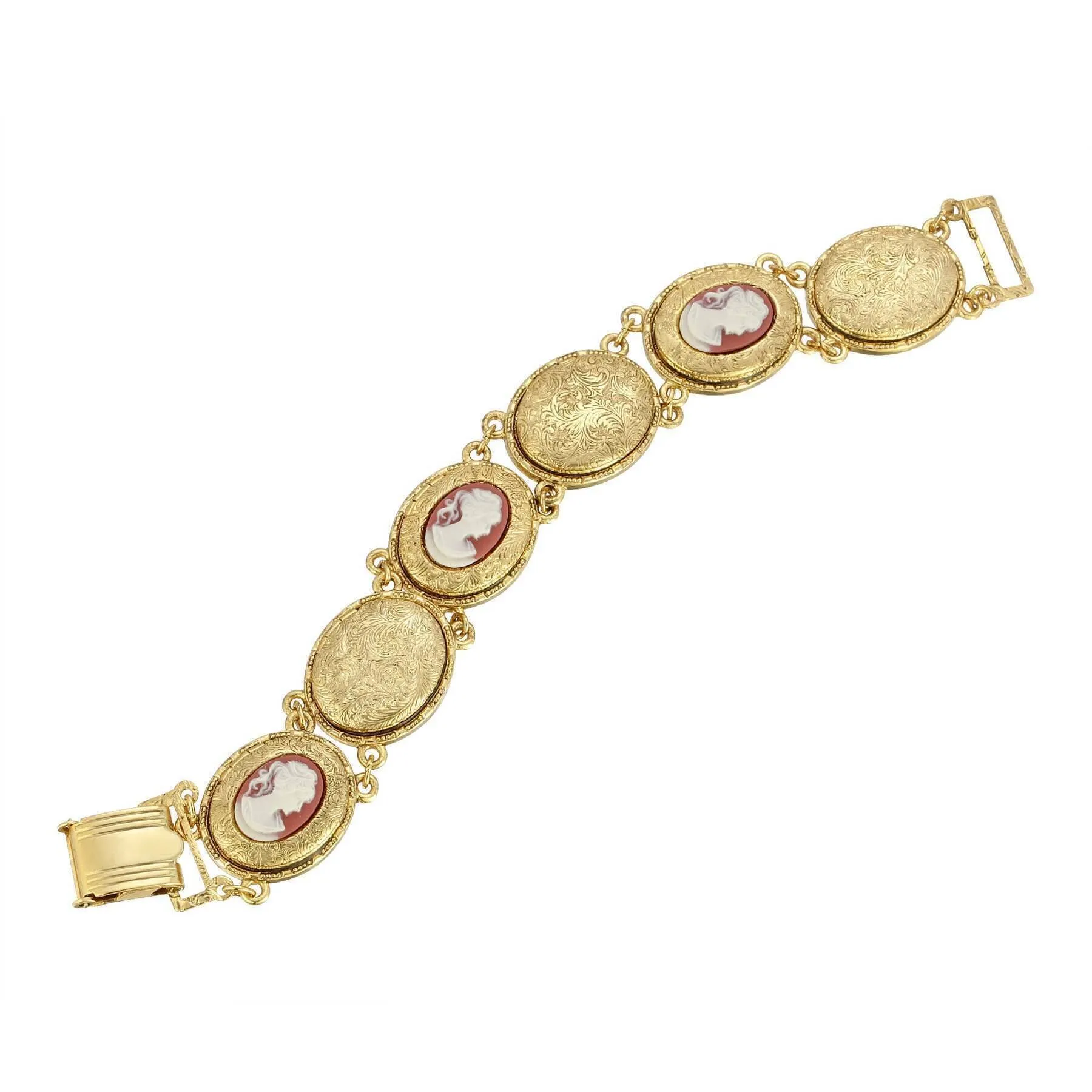 1928 Jewelry Victoria's 12 Photo Cameo Locket Link Bracelet