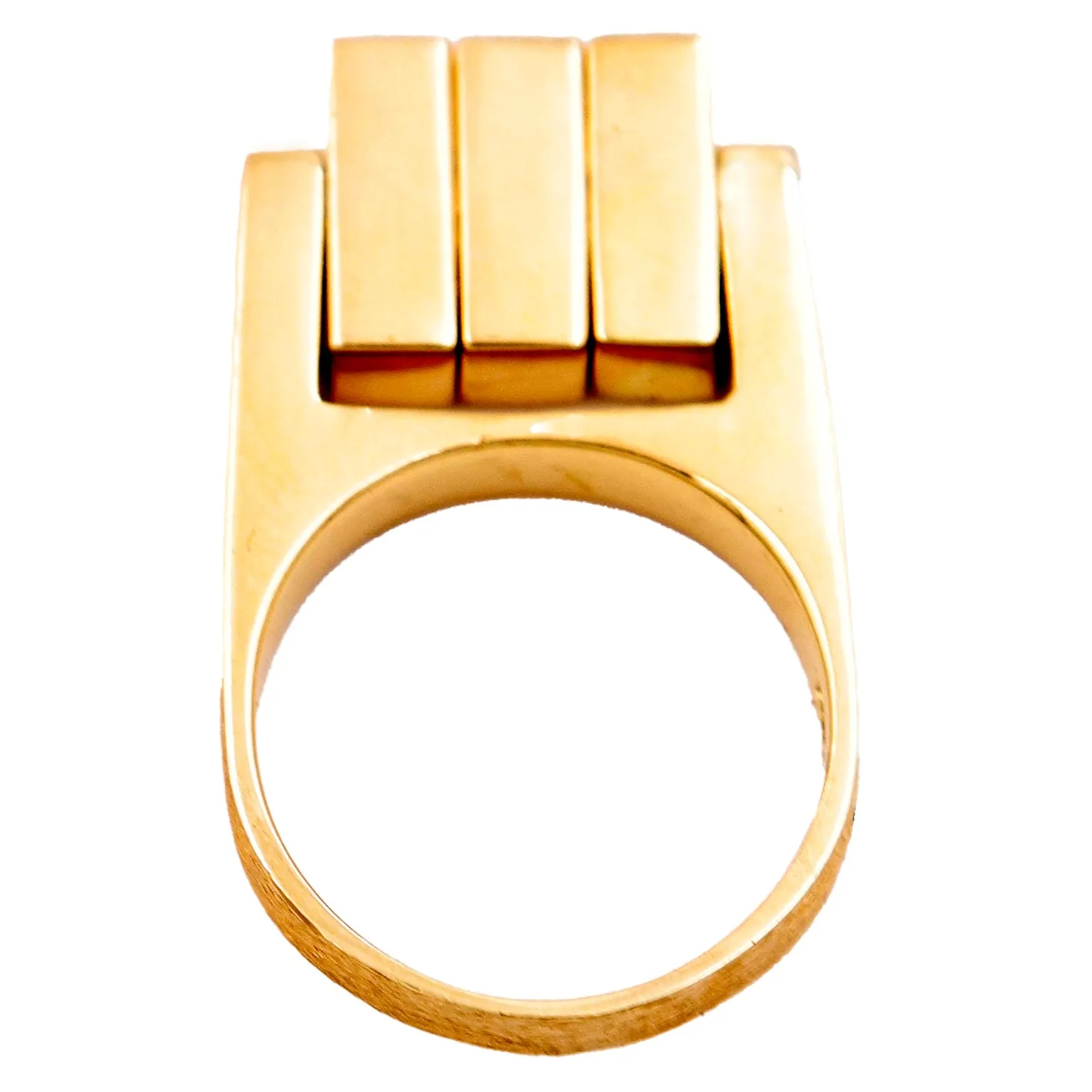 1970s Hans Hansen Denmark Modernist 14k Gold Kinetic Ring