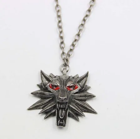 2017 Hot Sale Pendant Wizard Witcher 3 Medallion Pendant Necklace Wolf Head Necklace U Pick Color Halloween Necklace & Pendants