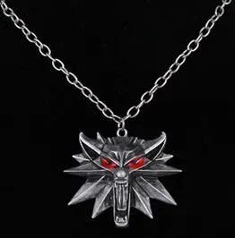 2017 Hot Sale Pendant Wizard Witcher 3 Medallion Pendant Necklace Wolf Head Necklace U Pick Color Halloween Necklace & Pendants