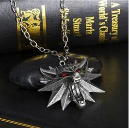 2017 Hot Sale Pendant Wizard Witcher 3 Medallion Pendant Necklace Wolf Head Necklace U Pick Color Halloween Necklace & Pendants