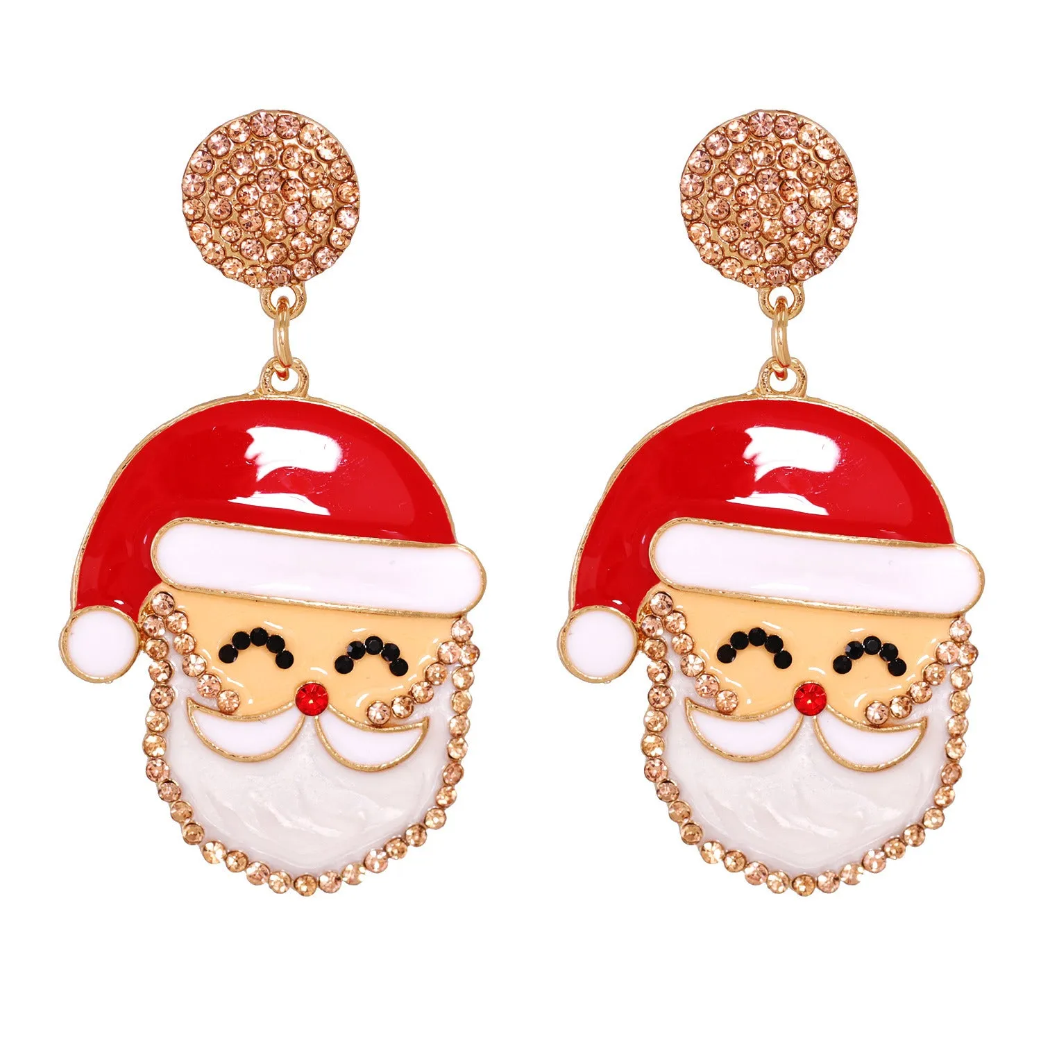 2022 Gold Plated Christmas Earrings Rhinestone Pearl Santa Claus Earrings For Women Jewelry