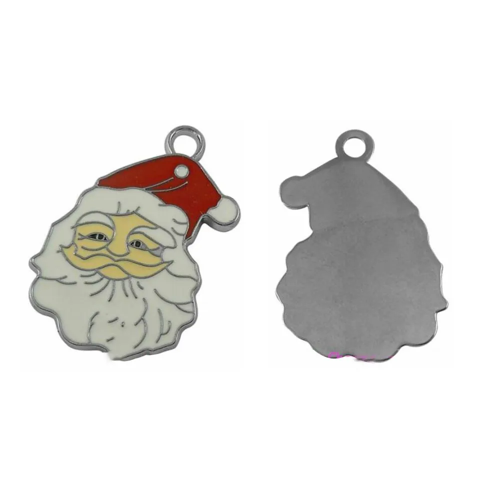 5 Pcs Tibetan Silver and Enamel Father Christmas Santa Head 35mm x 23mm Charms Pendants