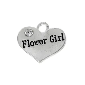 5 Pcs Tibetan Silver and Rhinestone Flower Girl Heart 14X16mm 3D Charms Pendants