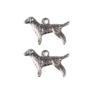 5 Pcs Tibetan Silver Retriever Gun Dog 24X15mm 3D Charms Pendants