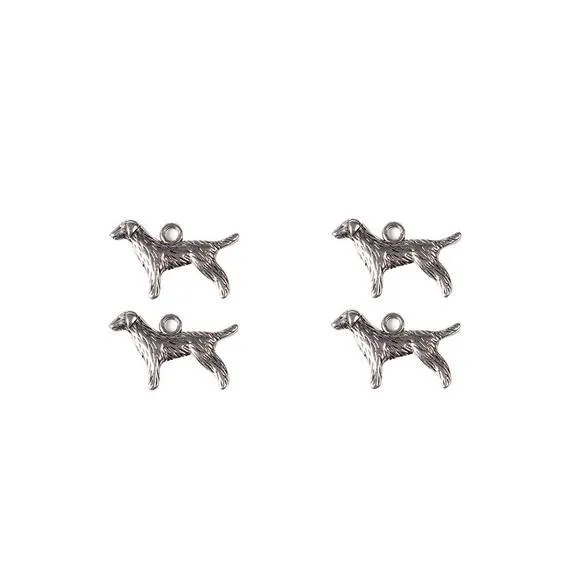 5 Pcs Tibetan Silver Retriever Gun Dog 24X15mm 3D Charms Pendants