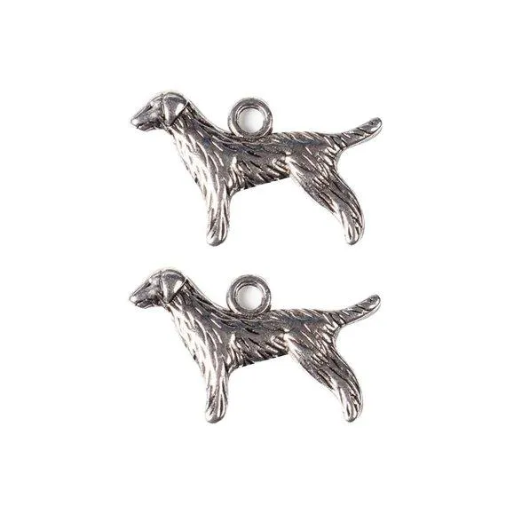 5 Pcs Tibetan Silver Retriever Gun Dog 24X15mm 3D Charms Pendants