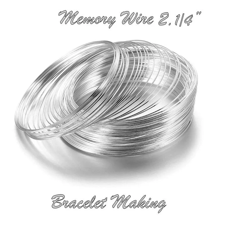 50 Row/Coils 2.25 Size Memory Wire, Coil Silver plated for making Bracelets