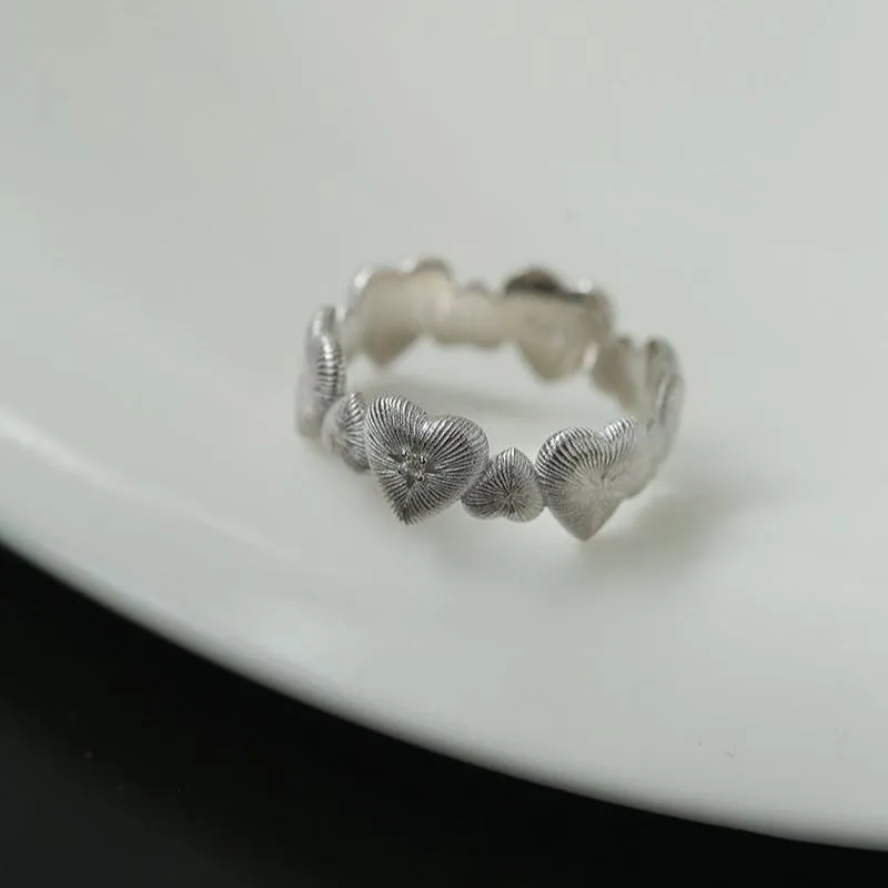 925 Silver New Lace Ring Brushed Matte Hollow Ring