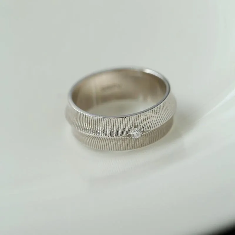 925 Silver New Lace Ring Brushed Matte Hollow Ring