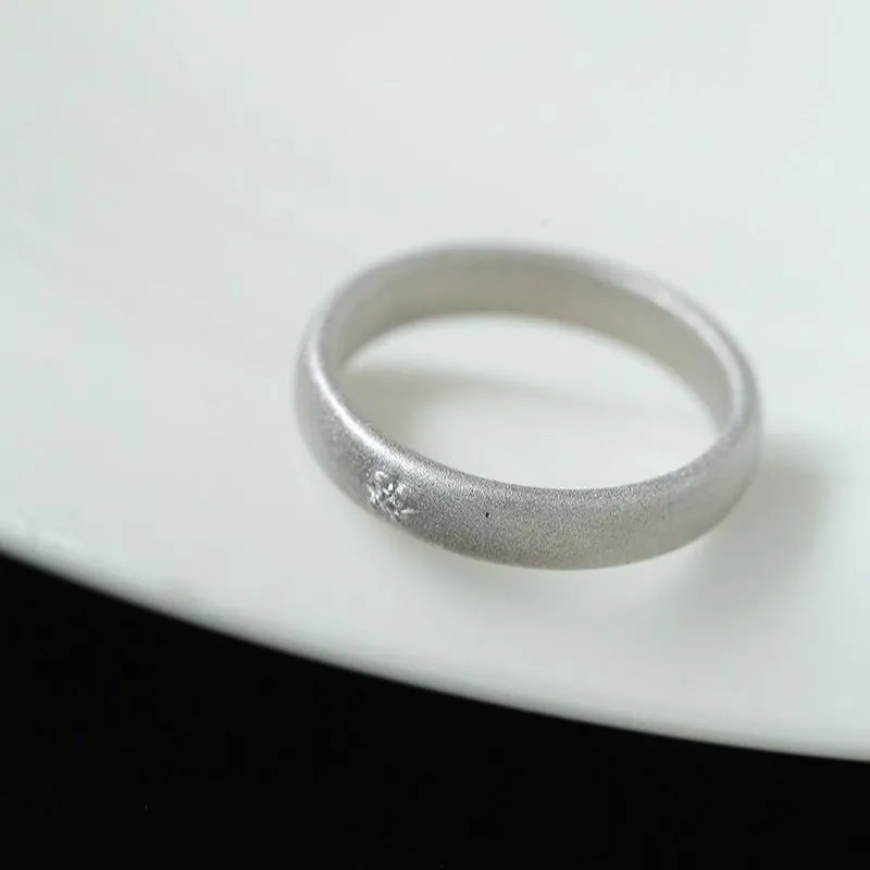 925 Silver New Lace Ring Brushed Matte Hollow Ring