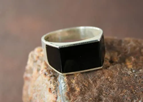 925k Silver Mens Ring-Handmade Mens Ring-Onyx Stone Ring-Jewelry Gift For Mens-Silver rings for Men- Men Onyx Wedding Ring