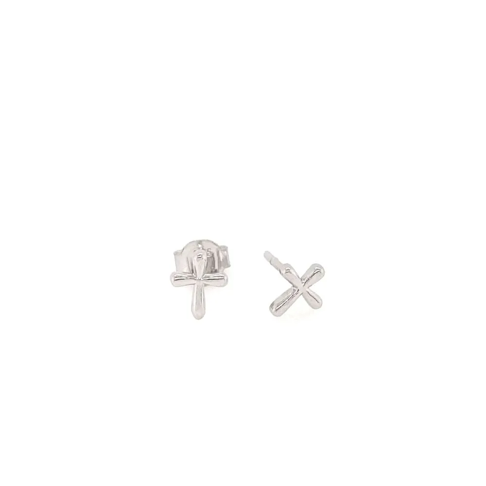 9ct Gold Cross Stud Earrings