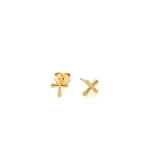 9ct Gold Cross Stud Earrings