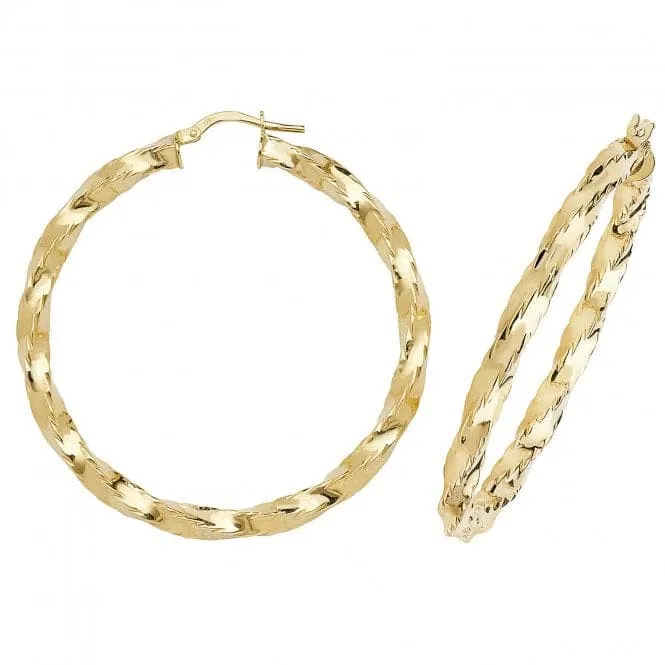 9CT Yellow Gold 40mm Hoop Earrings ER136