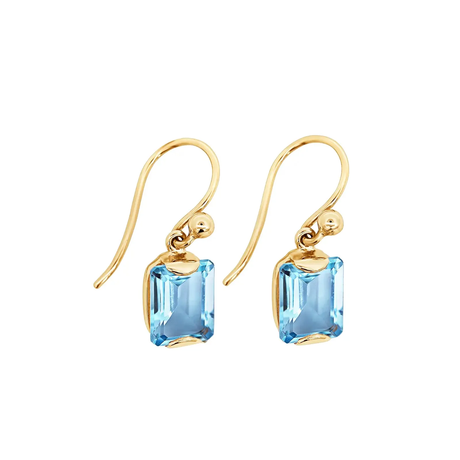 9ct Yellow Gold Sky Blue Topaz Drop Earrings