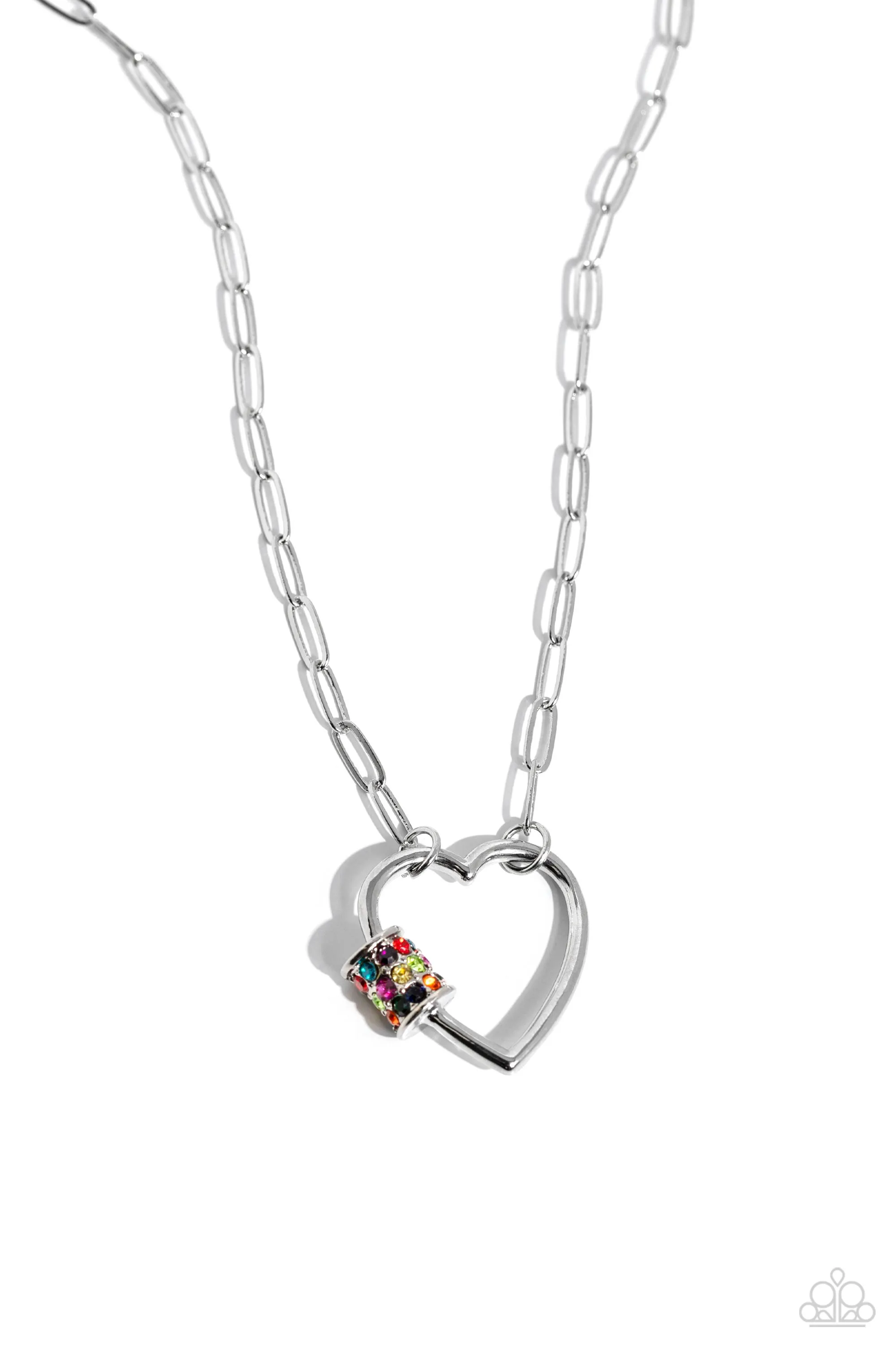 Affectionate Attitude - Multi - Colored Rhinestone Heart Paparazzi Short Necklace