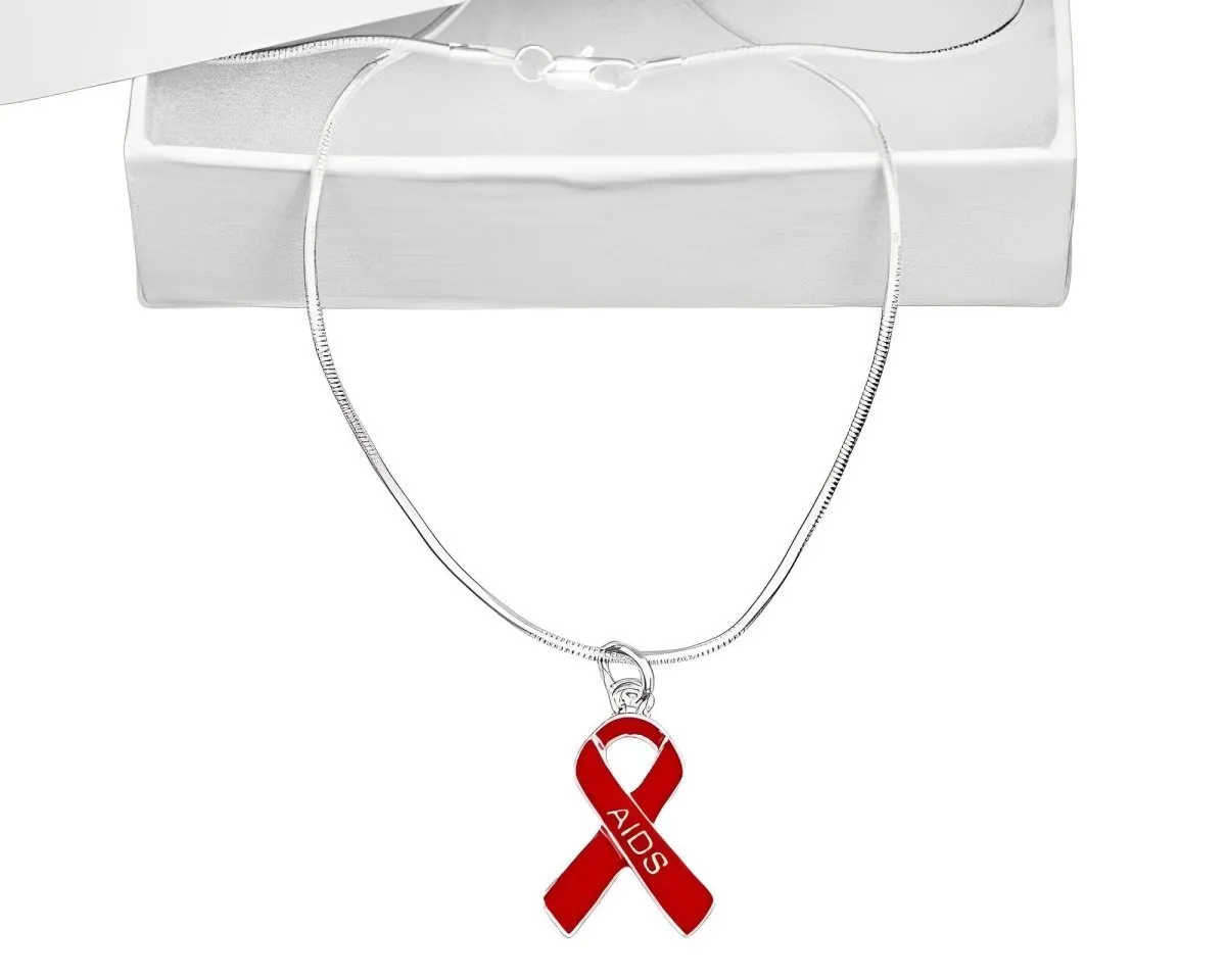 AIDS Awareness Red Ribbon Necklaces